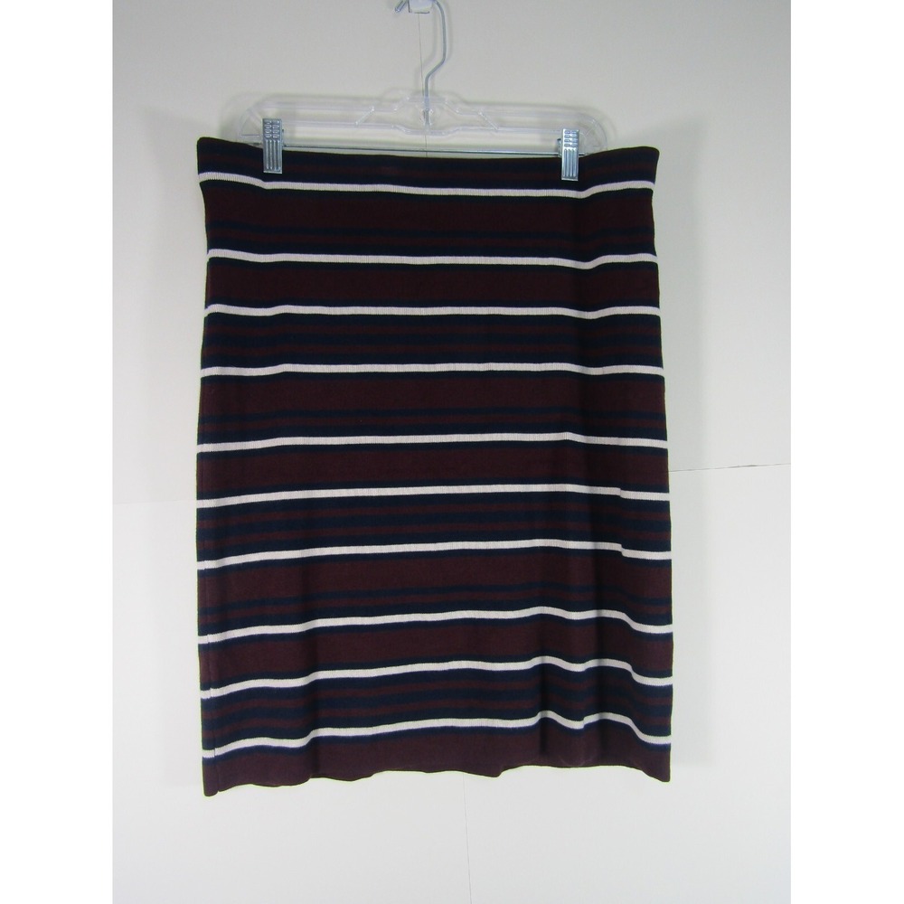 LOFT‎ Skirt Knit Burgundy Stripe Womens Large Boho Trendy Classic Comfy